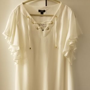 MSK Laceup Ruffle Sleeve Dress Size 12 off-white